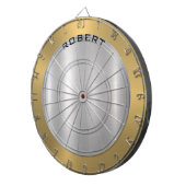 Minimalistische Silber & Gold Metallic Textur Dartscheibe (Vorderseite rechts)