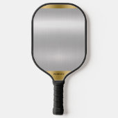 Minimalistische Silber & Gold Metallic Textur Pickleball Schläger (Rückseite)
