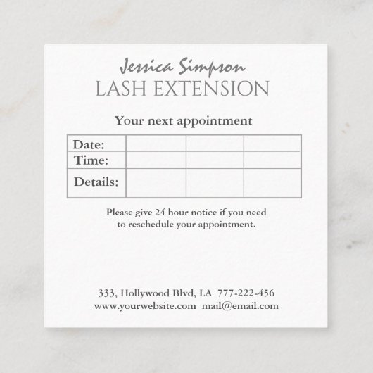 Minimalistische Silberfolienschere Terminkarte (Rückseite)