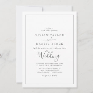 Minimalistische Silberhochzeit Einladung