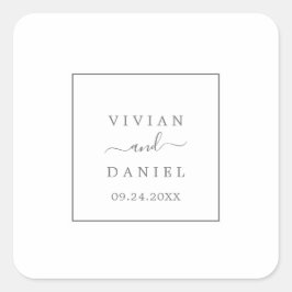 Minimalistische Silberhochzeit-Umschlag Aufkleber