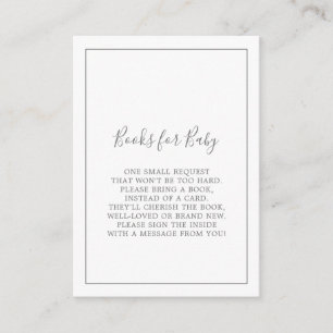 Minimalistische silberne Babyparty-Bücher für Baby Begleitkarte