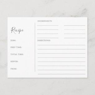 Minimalistische Silberne Brautparty Rezeptionskart Postkarte