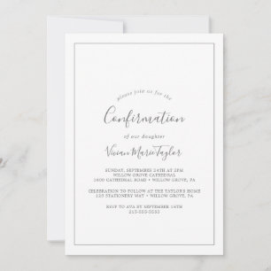 Minimalistische silberne Konfirmations-Einladung Einladung
