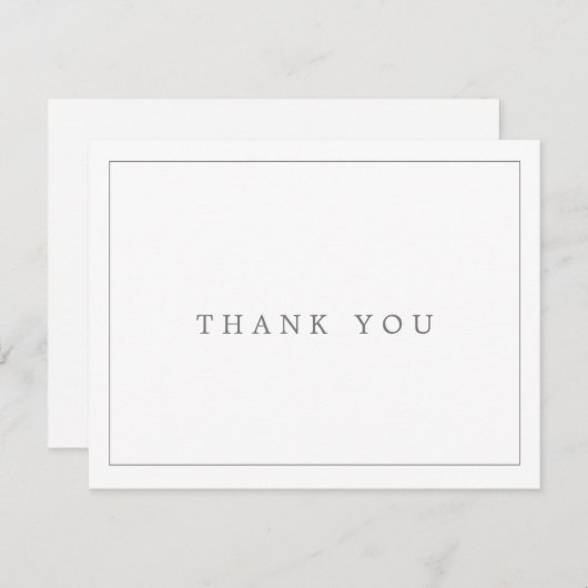 Minimalistische Silbertypografie Dankeschön Karte (Vorne/Hinten)