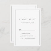 Minimalistische Silbertypografie Einfache RSVP-Kar RSVP Karte (Vorne/Hinten)