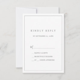 Minimalistische Silbertypografie Einfache RSVP-Kar RSVP Karte
