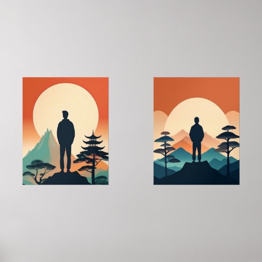 Minimalistische Silhouette Bilderwand Sets (Vorderseite)