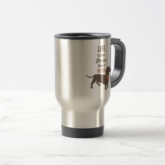 Minimalistische Silhouette der Dackel Reisebecher (VorderseiteRechts)