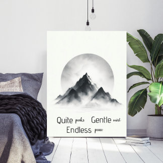 Minimalistische Silhouette des nebligen Berges Wan Poster