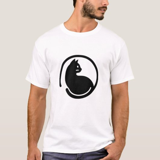 Minimalistische Silhouette für den Black Cat Circl T-Shirt (Vorderseite)