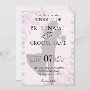 Minimalistische Silhouette Hochzeitseinladung Einladung