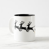 Minimalistische Silhouette Santa Sleigh Zweifarbige Tasse (Vorderseite Links)