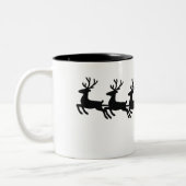 Minimalistische Silhouette Santa Sleigh Zweifarbige Tasse (Links)