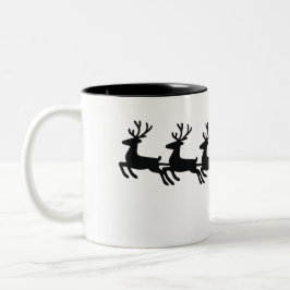 Minimalistische Silhouette Santa Sleigh Zweifarbige Tasse