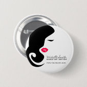 Minimalistische Silhouette Schwarzer Schönheitssal Button (Vorne & Hinten)