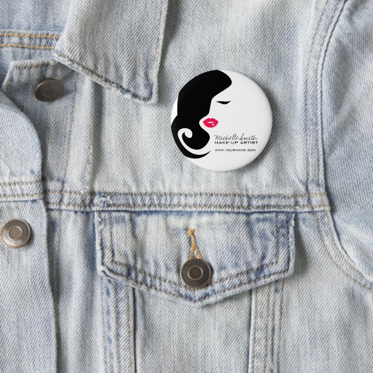Minimalistische Silhouette Schwarzer Schönheitssal Button (Beispiel)