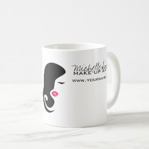 Minimalistische Silhouette Schwarzer Schönheitssal Kaffeetasse