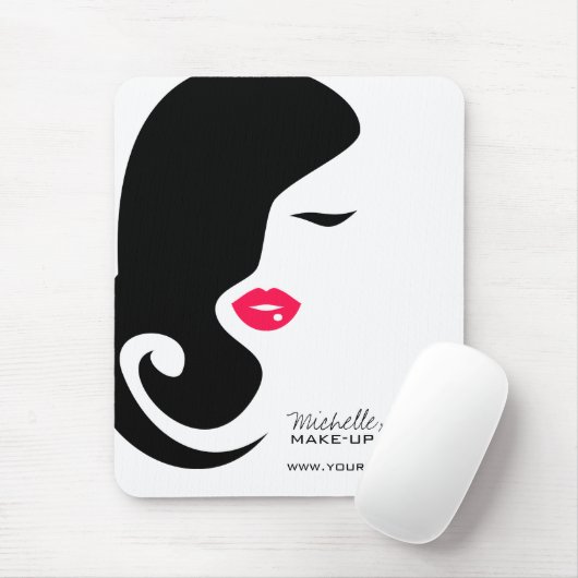 Minimalistische Silhouette Schwarzer Schönheitssal Mousepad (Mit Mouse)