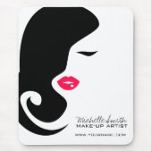 Minimalistische Silhouette Schwarzer Schönheitssal Mousepad (Vorne)