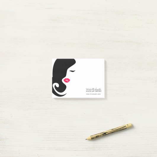 Minimalistische Silhouette Schwarzer Schönheitssal Post-it Klebezettel (Auf Schreibtisch)