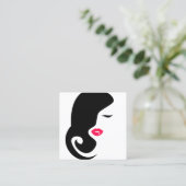 Minimalistische Silhouette Schwarzer Schönheitssal Quadratische Visitenkarte (Stehend Vorderseite)