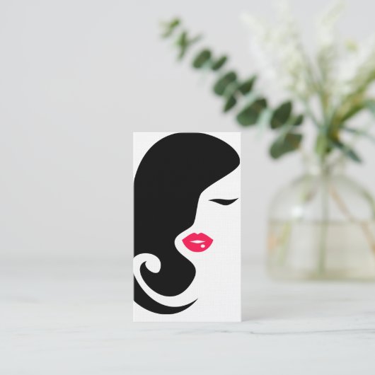 Minimalistische Silhouette Schwarzer Schönheitssal Visitenkarte (Stehend Vorderseite)