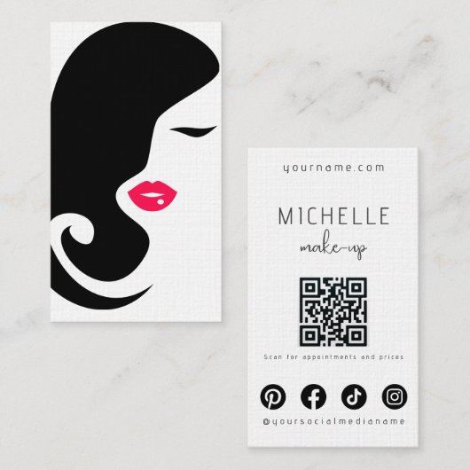 Minimalistische Silhouette Schwarzer Schönheitssal Visitenkarte (Vorne/Hinten)