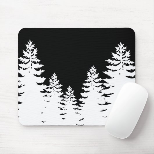 Minimalistische Silhouette von Kiefern Mousepad (Mit Mouse)