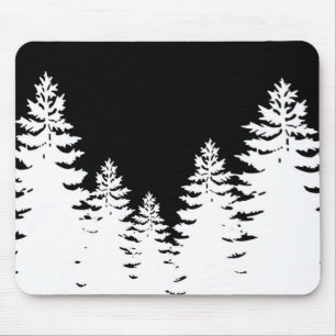 Minimalistische Silhouette von Kiefern Mousepad