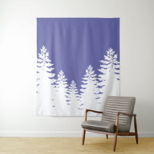Minimalistische Silhouette von Pinien Wandteppich