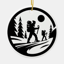Minimalistische Silhouette Wandern - Schwarz und W Keramik Ornament