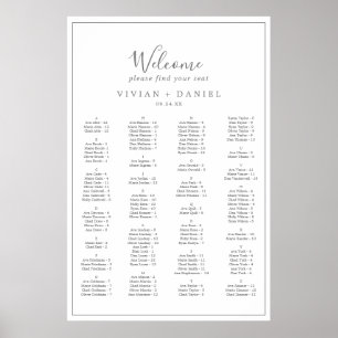 Minimalistische Silver Alphabetic Seating Chart Poster