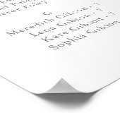 Minimalistische Silver Alphabetic Seating Chart Poster (Ecke)