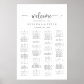 Minimalistische Silver Alphabetic Seating Chart Poster (Vorne)