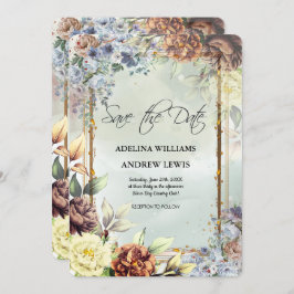 Minimalistische Silver Blume Rose, Goldrahmen Einladung