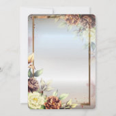 Minimalistische Silver Blume Rose, Goldrahmen Einladung (Rückseite)