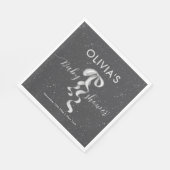 Minimalistische Silver Bow Winter-Schnee-Baby-Part Serviette (Ecke)