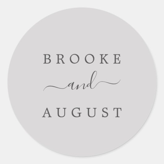 Minimalistische Silver Gray Wedding Umschlag Aufkl Runder Aufkleber (Vorderseite)