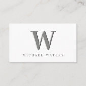 Minimalistische Silver Monogram Logo-Embossed Effe Visitenkarte (Vorderseite)