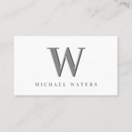 Minimalistische Silver Monogram Logo-Embossed Effe Visitenkarte