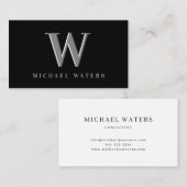 Minimalistische Silver Monogram Logo-Embossed Effe Visitenkarte (Vorne/Hinten)