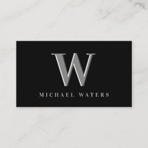 Minimalistische Silver Monogram Logo-Embossed Effe Visitenkarte