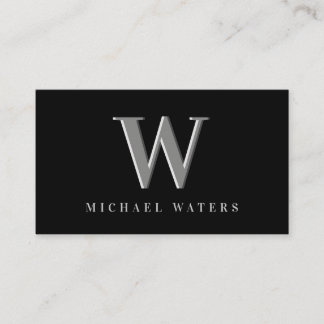 Minimalistische Silver Monogram Logo-Embossed Effe Visitenkarte