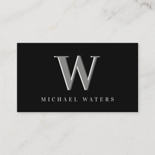 Minimalistische Silver Monogram Logo-Embossed Effe Visitenkarte (Vorderseite)