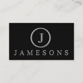 Minimalistische Silver Monogram Logo-Embossed Effe Visitenkarte