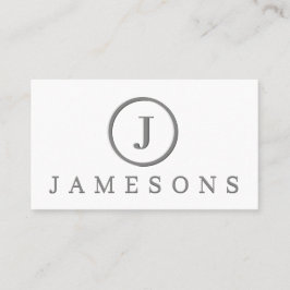 Minimalistische Silver Monogram Logo-Embossed Effe Visitenkarte