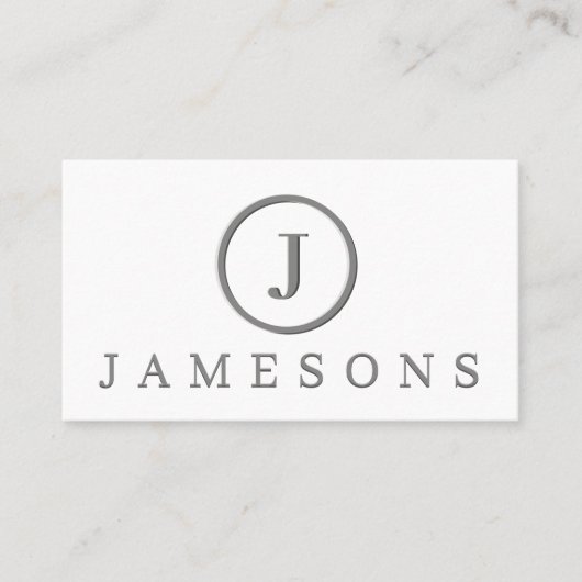 Minimalistische Silver Monogram Logo-Embossed Effe Visitenkarte (Vorderseite)