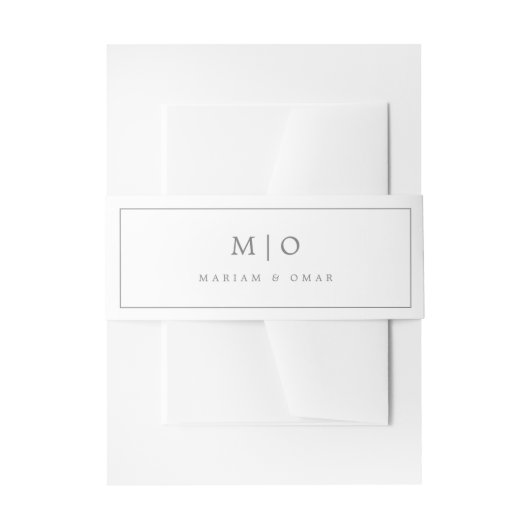 Minimalistische Silver Monogram Wedding Einladung Einladungsbanderole (Vorderseite Beispiel)