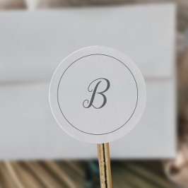 Minimalistische Silver Monogram Wedding Umschlag A Runder Aufkleber